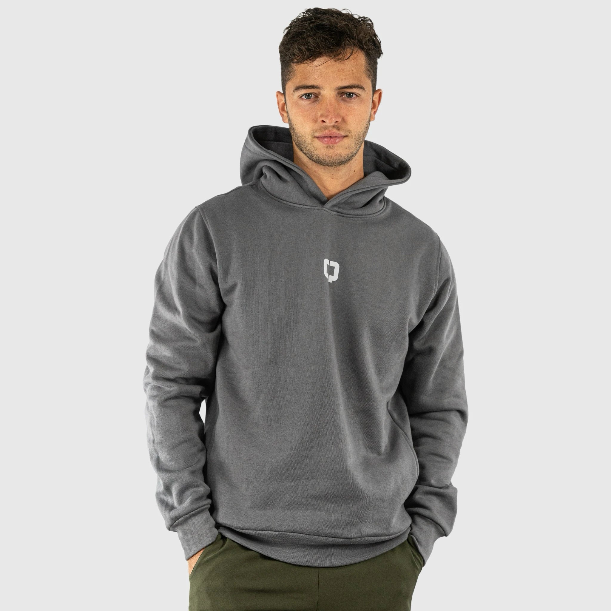 QUAD Stylish Hoodie Grey Men front view