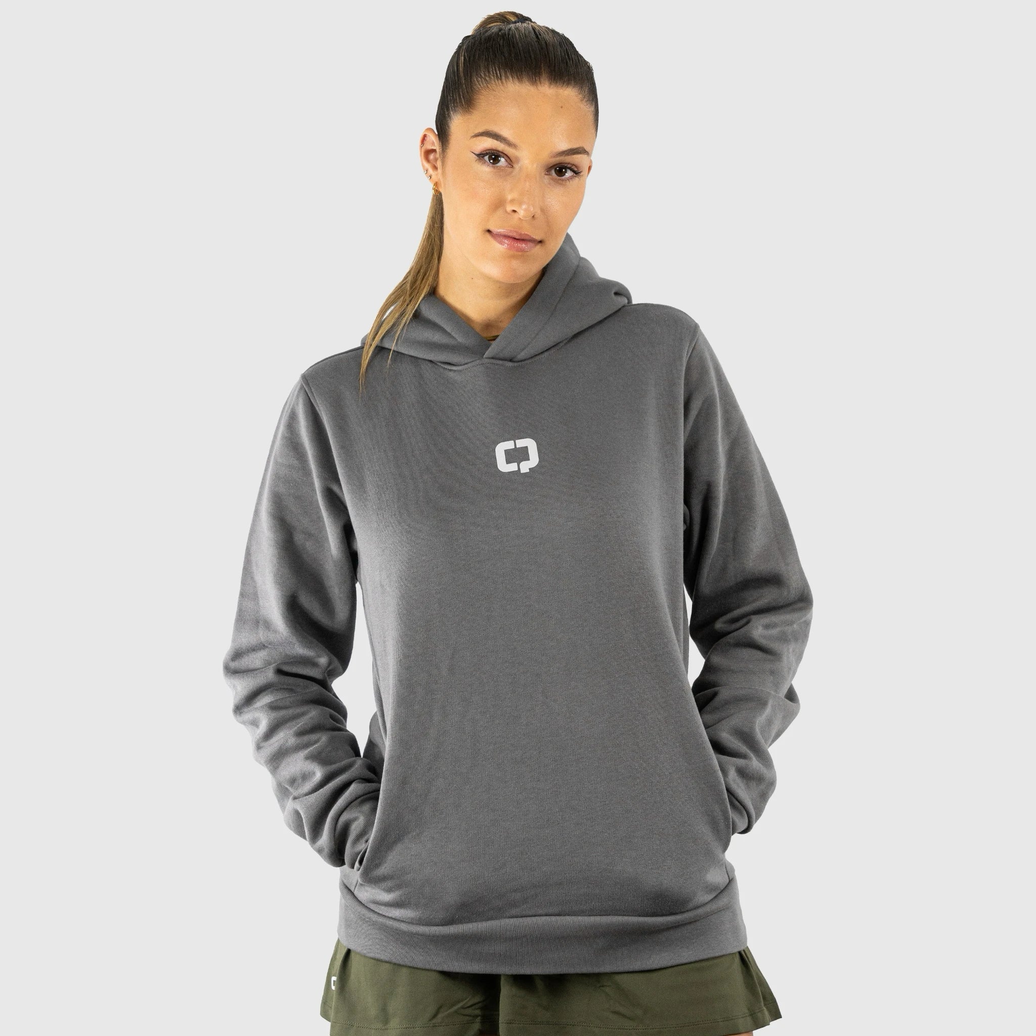 QUAD Stylish Hoodie Grey Women front view