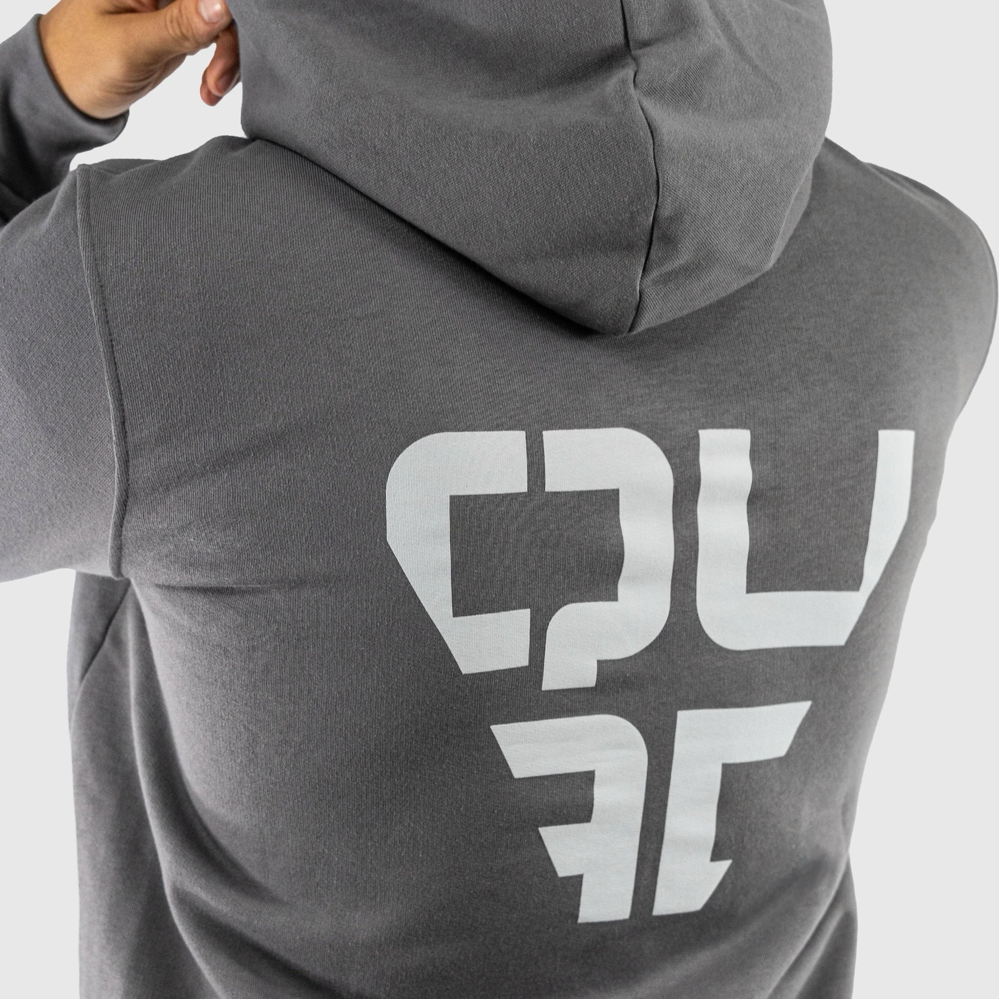 QUAD Stylish Hoodie Grey back detail