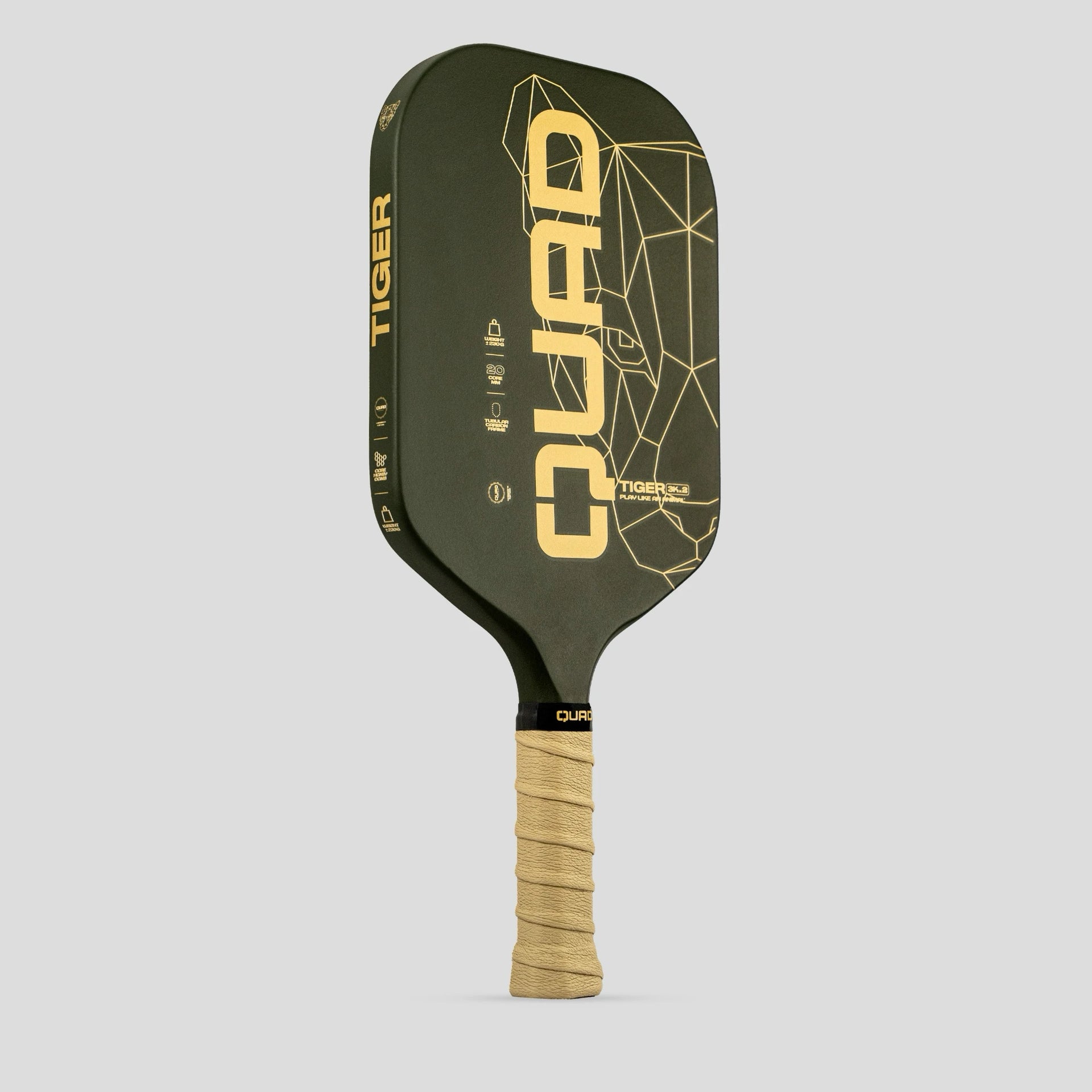 Quad Tiger Pickleball Racket left perspective